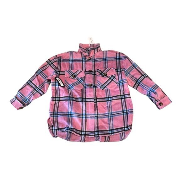 Sewn + Seen Women’s Pink & Blue Plaid Flannel Button Down Jacket Size Small –NWT - Picture 3 of 5